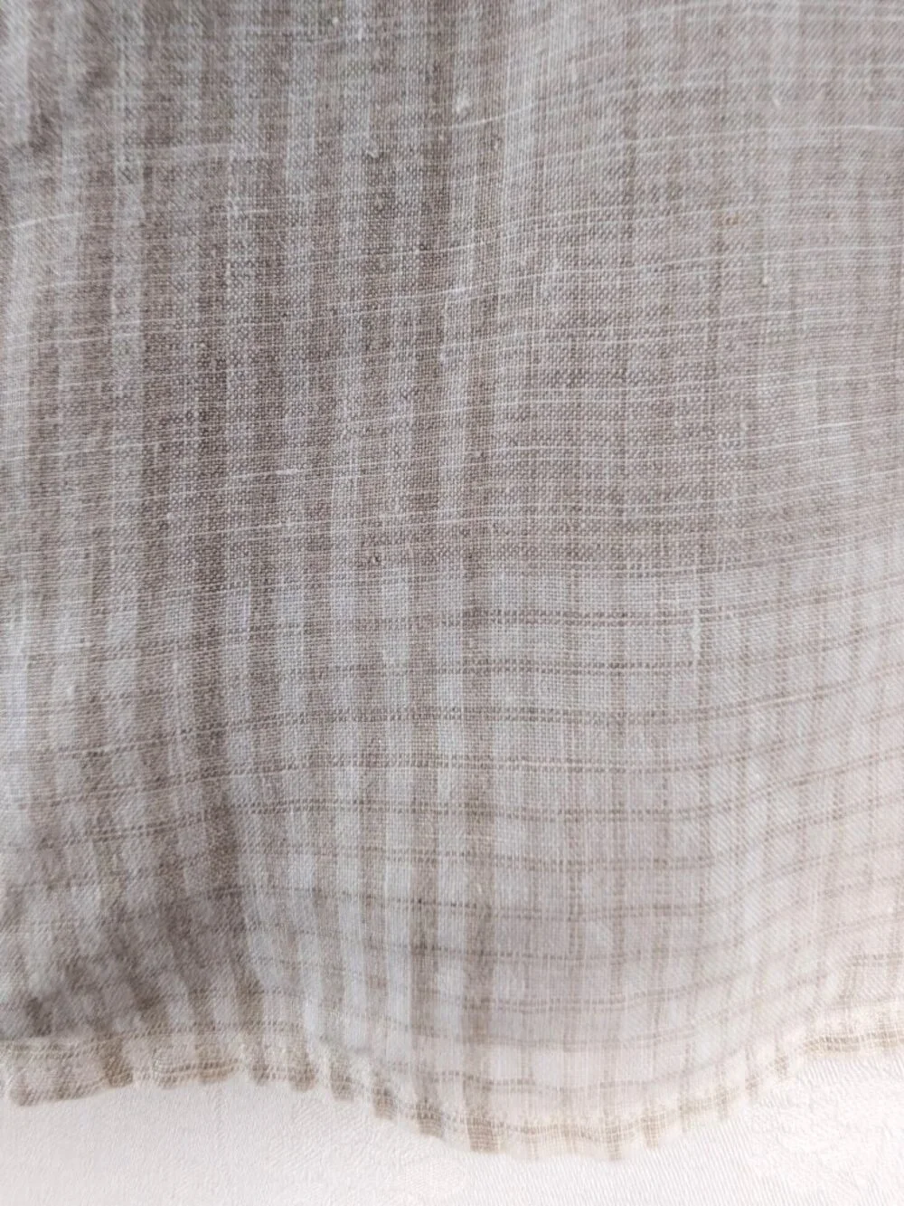 J Crew Irish Linen Shirt Mens Size XL Beige Classic Baird McNutt Plaid Pocket